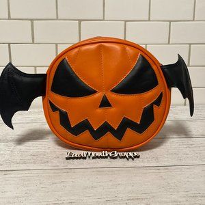 *Love Pain & Stitches OG Orange Black Meanie Pumpkin with Wings Crossbody Purse